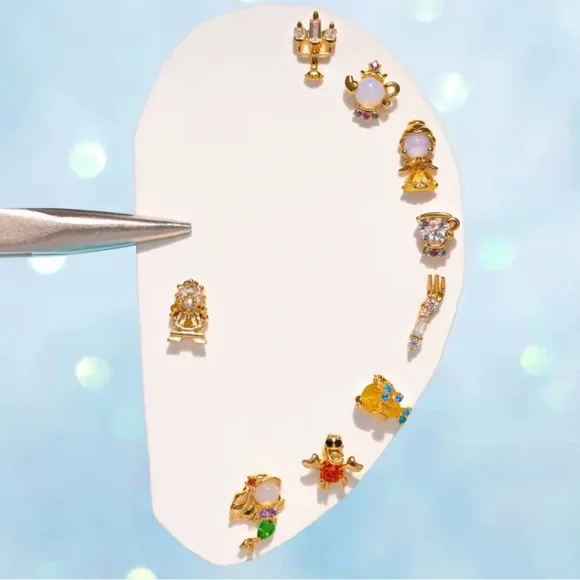 Disney’s Beauty and the Beast Stud Earrings Set- Gold - Picture 2 of 2